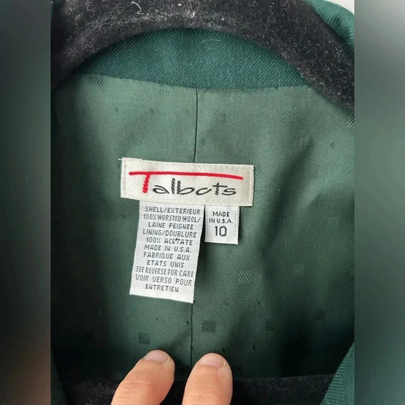 Vintage Talbots Blazer Jacket dark forest Green Wool  Vintage USA Women - Picture 4 of 10